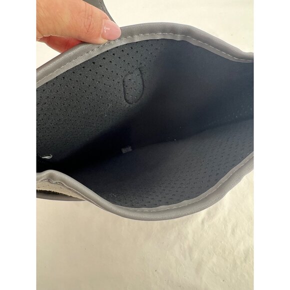 Threaded Pear Emmy Perforated Gray Neoprene Crossbody Bag With Snap Closure - Picture 3 of 9